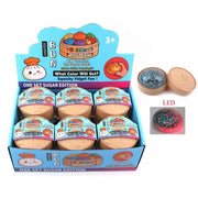 Kawaii Steamer Bun Squishy Fidget Toy with Light-Up LED – Glitter Gel Stress Relief Ball in Mini Steamer Container, Mystery Dumpling Sensory Toy for Kids & Adults (ANV-1904)