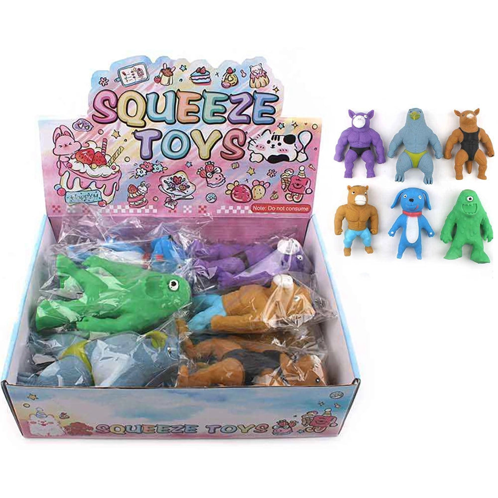 Stretchy Squeeze Toys Bulk (15cm) – Muscle Animal & Monster Squishy Sensory Toys for Stress Relief, ADHD, Autism – Cute Elastic Fidget Toys Set for Kids Party Favors (ANV-1925)