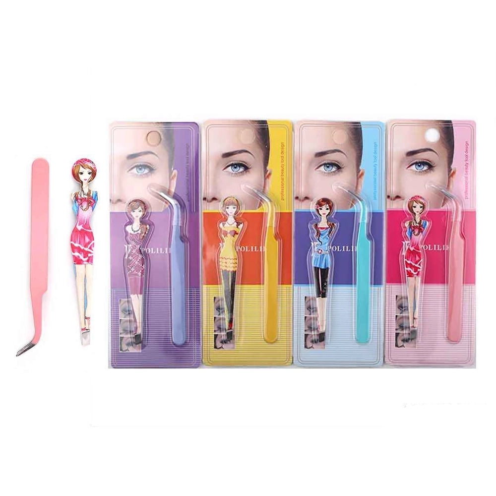 12-Piece Novelty False Eyelash Applicator & Eyebrow Tweezer Set – Curved & Slant Tip Precision Beauty Tools (ANV-1949)