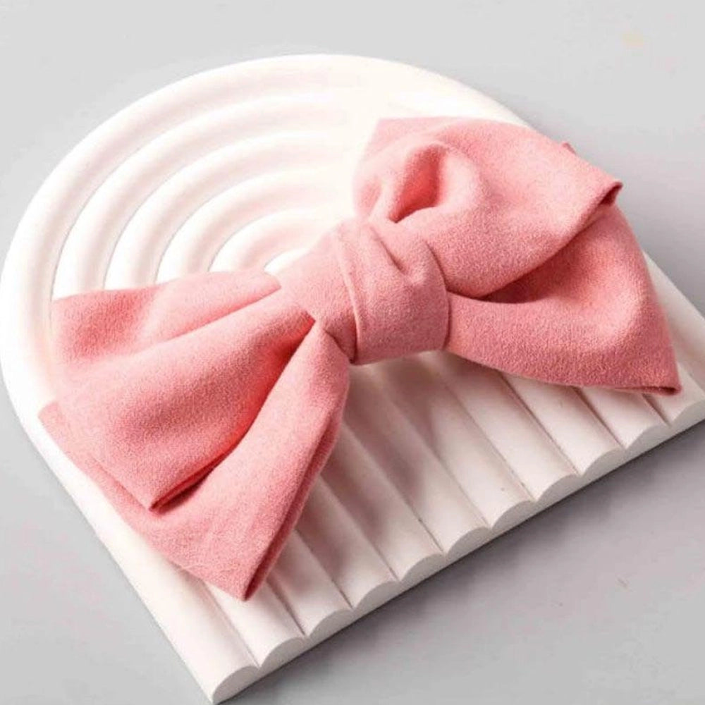 Microfiber Windsor Bowtie Hair Clip - Elegant Oversized Fabric Bow Barrette - Bulk Wholesale Pack (AP13298)