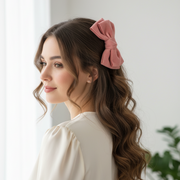 Microfiber Windsor Bowtie Hair Clip - Elegant Oversized Fabric Bow Barrette - Bulk Wholesale Pack (AP13298)