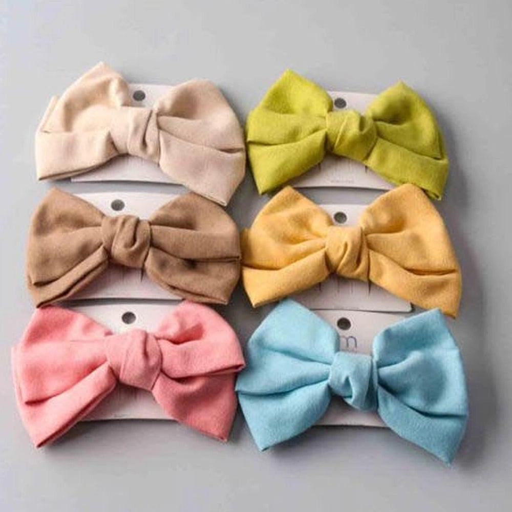 Microfiber Windsor Bowtie Hair Clip - Elegant Oversized Fabric Bow Barrette - Bulk Wholesale Pack (AP13298)