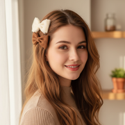 Mix Floral Wave Bowtie Hair Clips Set – 3-Piece Vintage Bow Barrette Cards (AP13334)