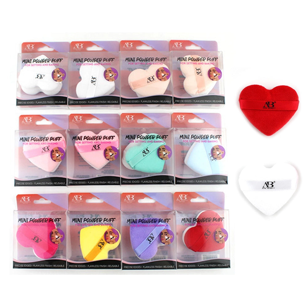 Mini Powder Puff – Heart-Shaped Velvet Puff (Assorted Colors)