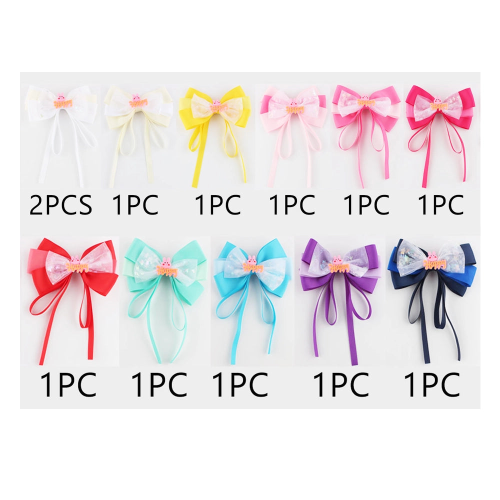"Happy Bunny" Ribbon Hair Bow (AQR1338A)