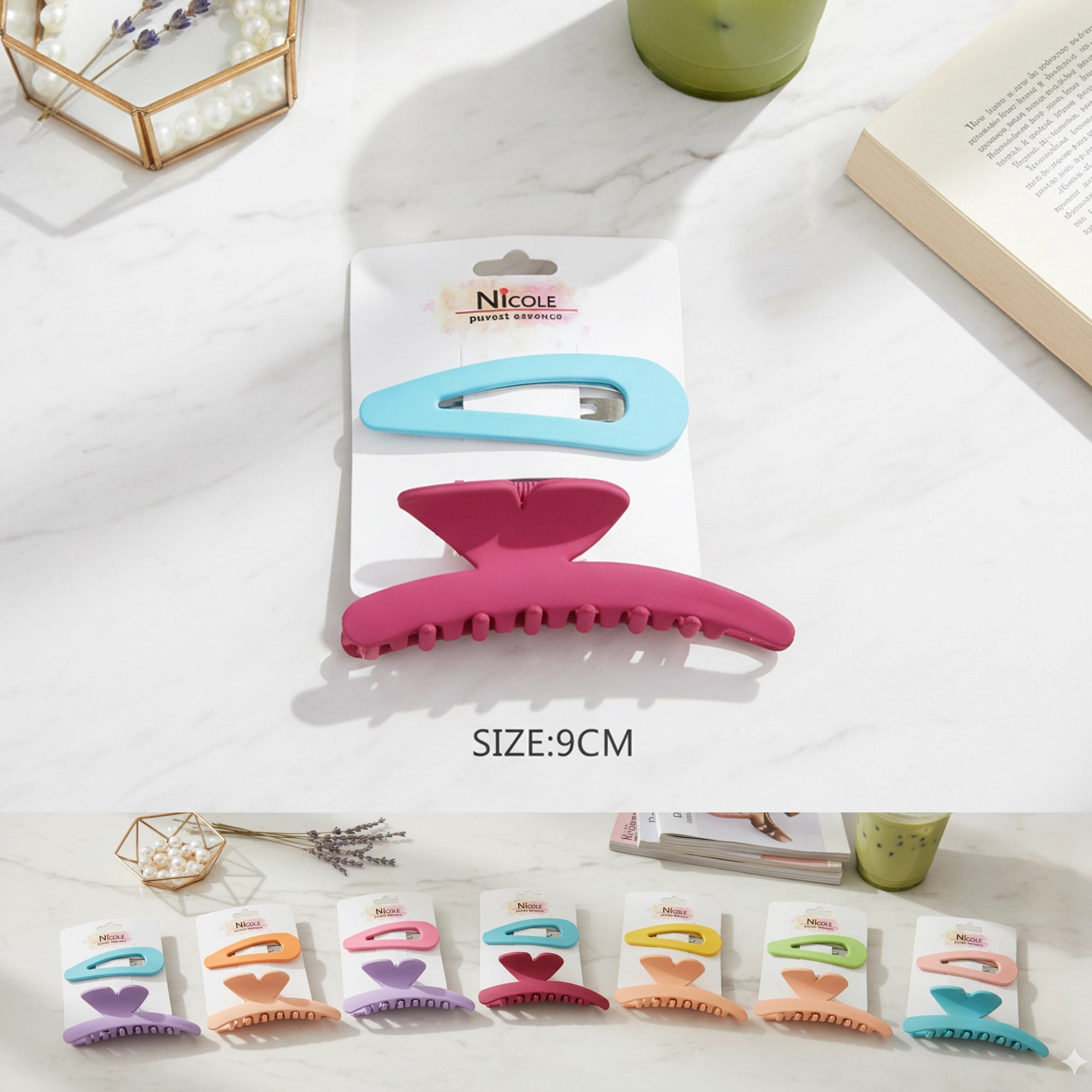 2-Piece Hair Clip Set (Claw + Snap Clip)