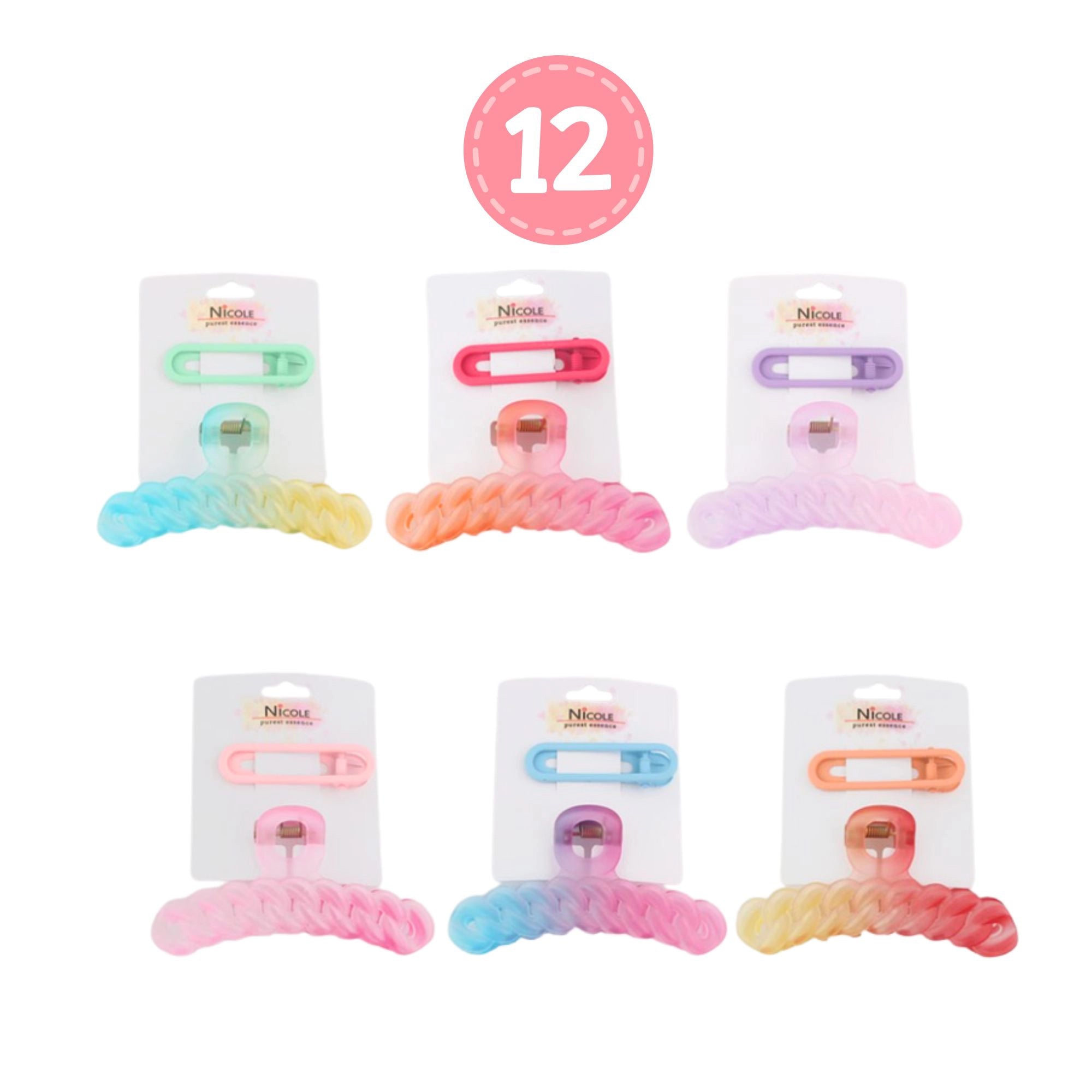 Pastel Wave Jumbo Ombré Braided Claw and Clip for Thick Hair | 11CM