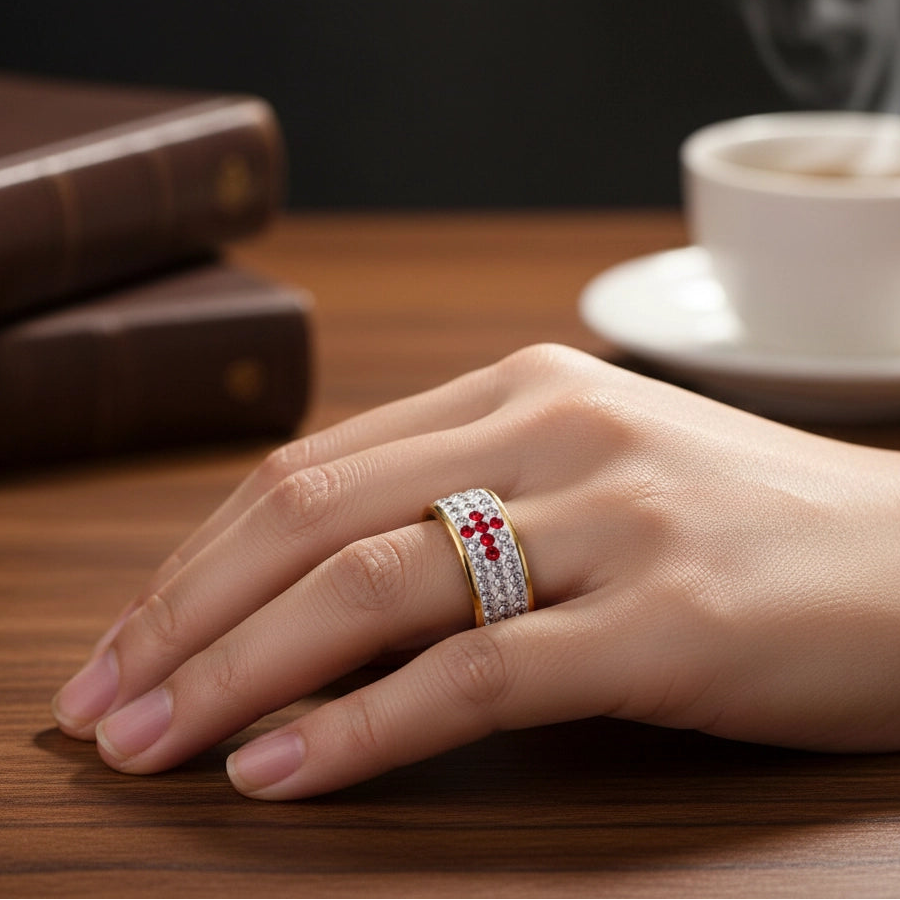 Sparkling Cross Eternity Ring: Faith & Glamour Combined