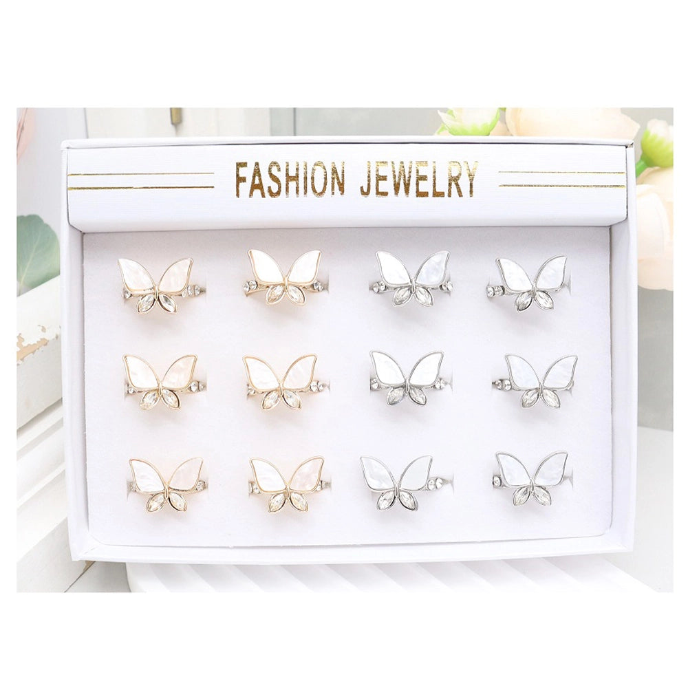 Enchanting Adjustable Butterfly Rings | Dainty Rhinestone Fashion Jewelry