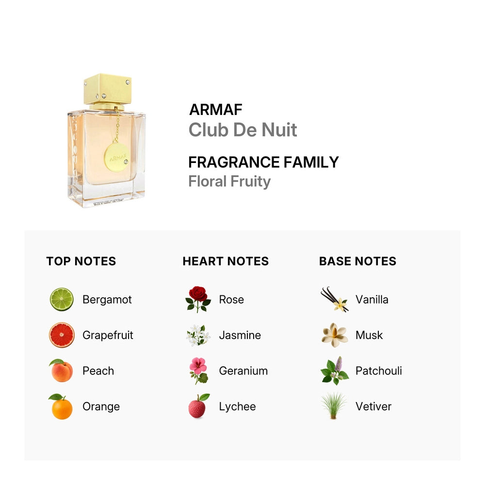 Armaf Club De Nuit for Women – Eau de Parfum 3.6oz | Floral Fruity Fragrance with Rose, Vanilla & Musk