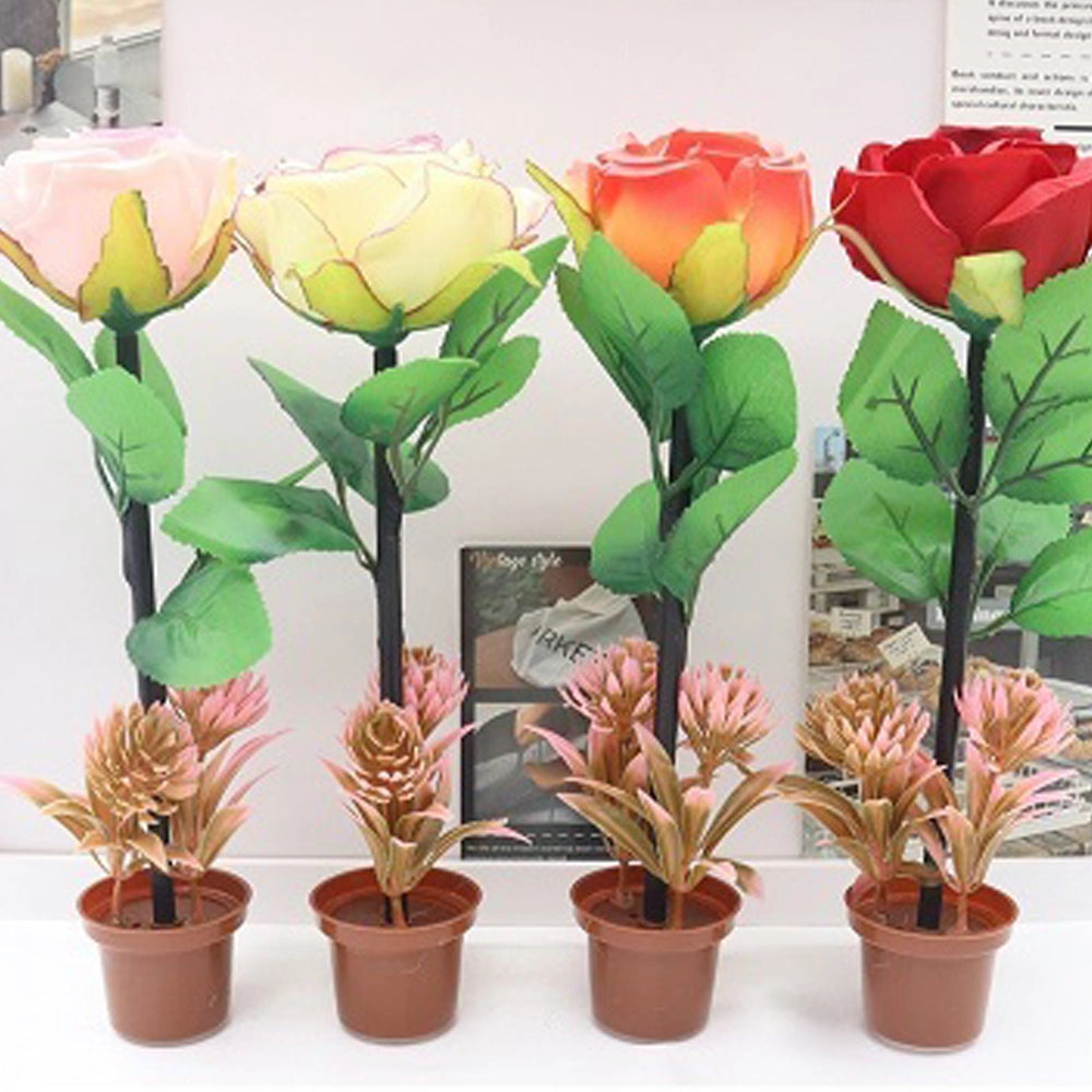 Elegant Rose Flower Ballpoint Pens with Miniature Pot Stand (ATY1789)