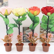 Elegant Rose Flower Ballpoint Pens with Miniature Pot Stand (ATY1789)