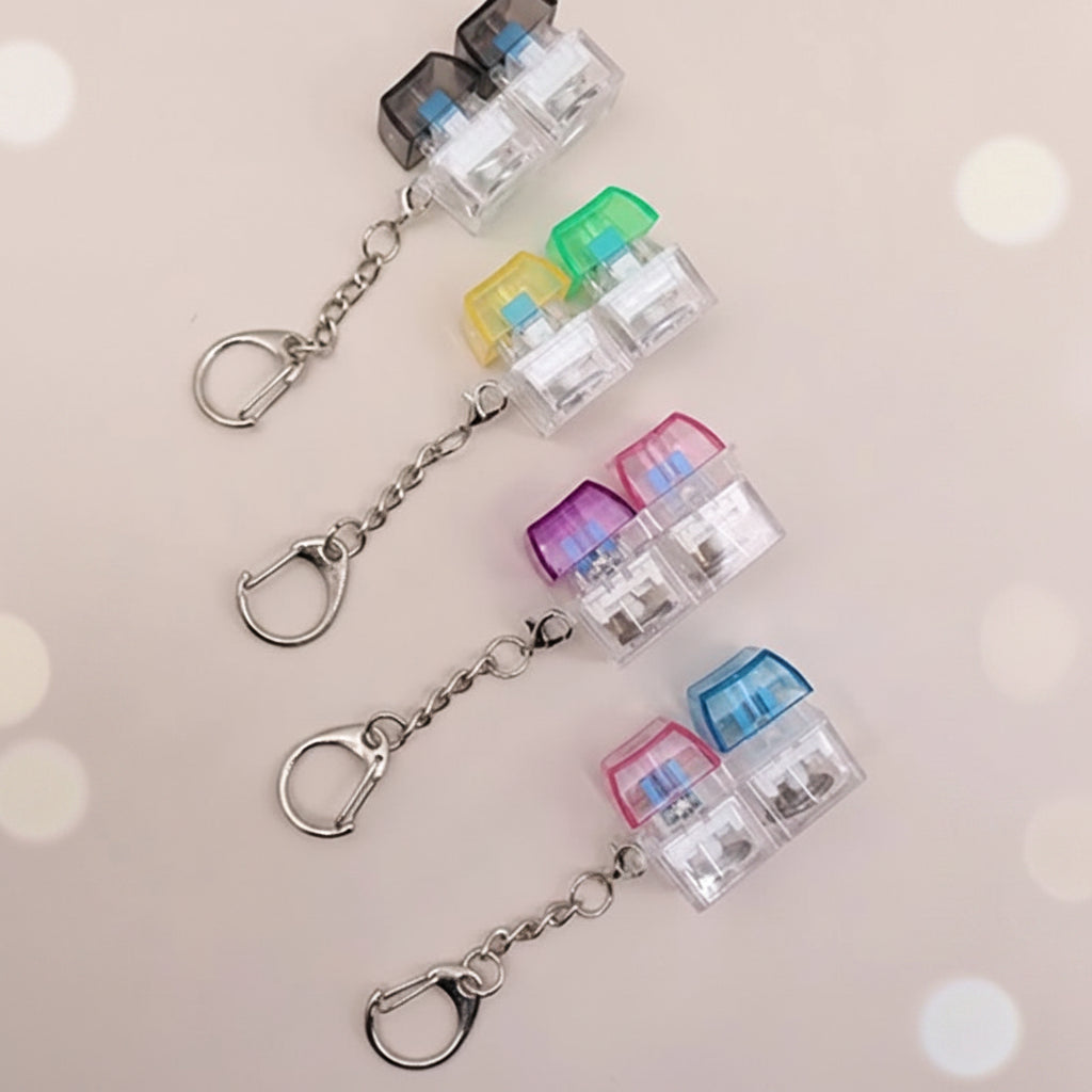2-Key Mechanical Keyboard Switch Keychain with LED Light – Clicky Fidget Toy & Stress Relief Keyring for Gamers and Tech Enthusiasts (ATY2063)