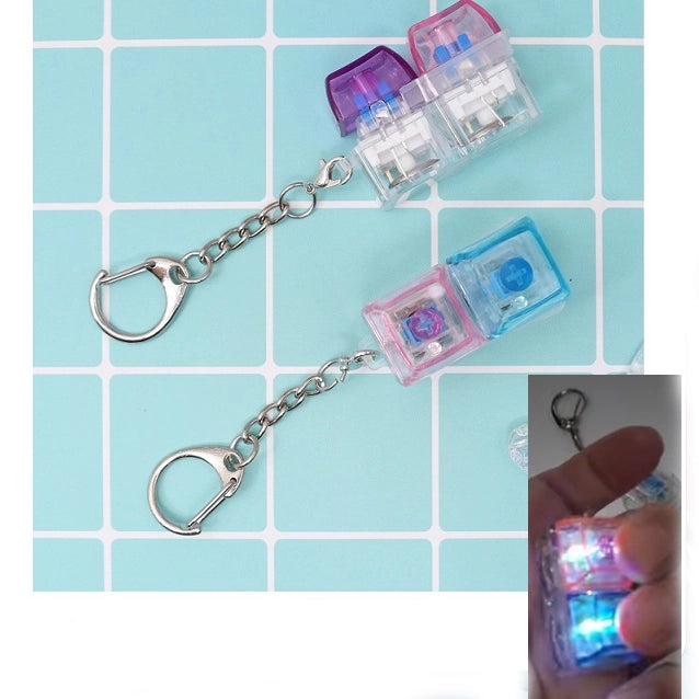 2-Key Mechanical Keyboard Switch Keychain with LED Light – Clicky Fidget Toy & Stress Relief Keyring for Gamers and Tech Enthusiasts (ATY2063)