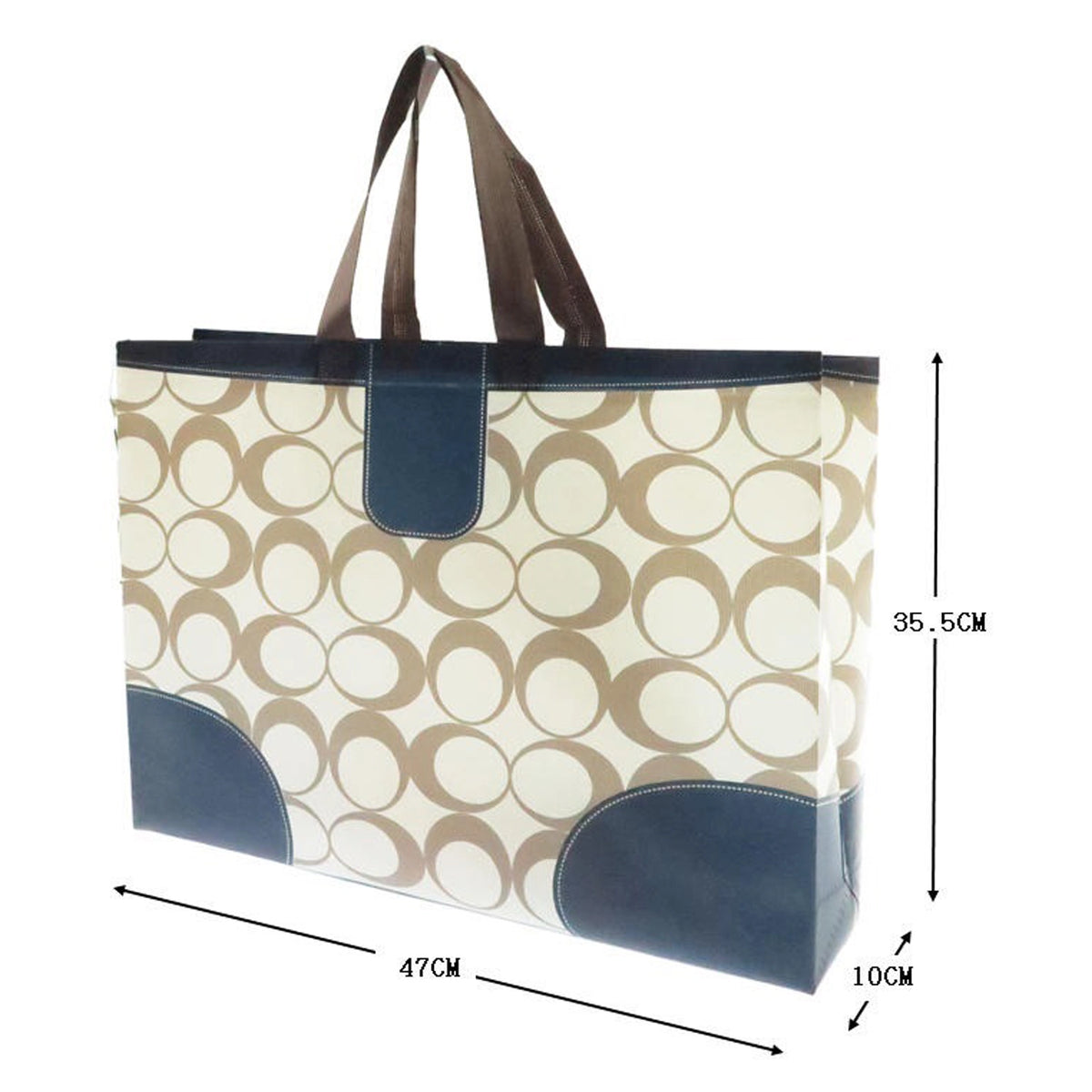 Large Fashion Tote Bag 47cm – Geometric Circle Pattern Shoulder Bag, Assorted Colors (BA2628)