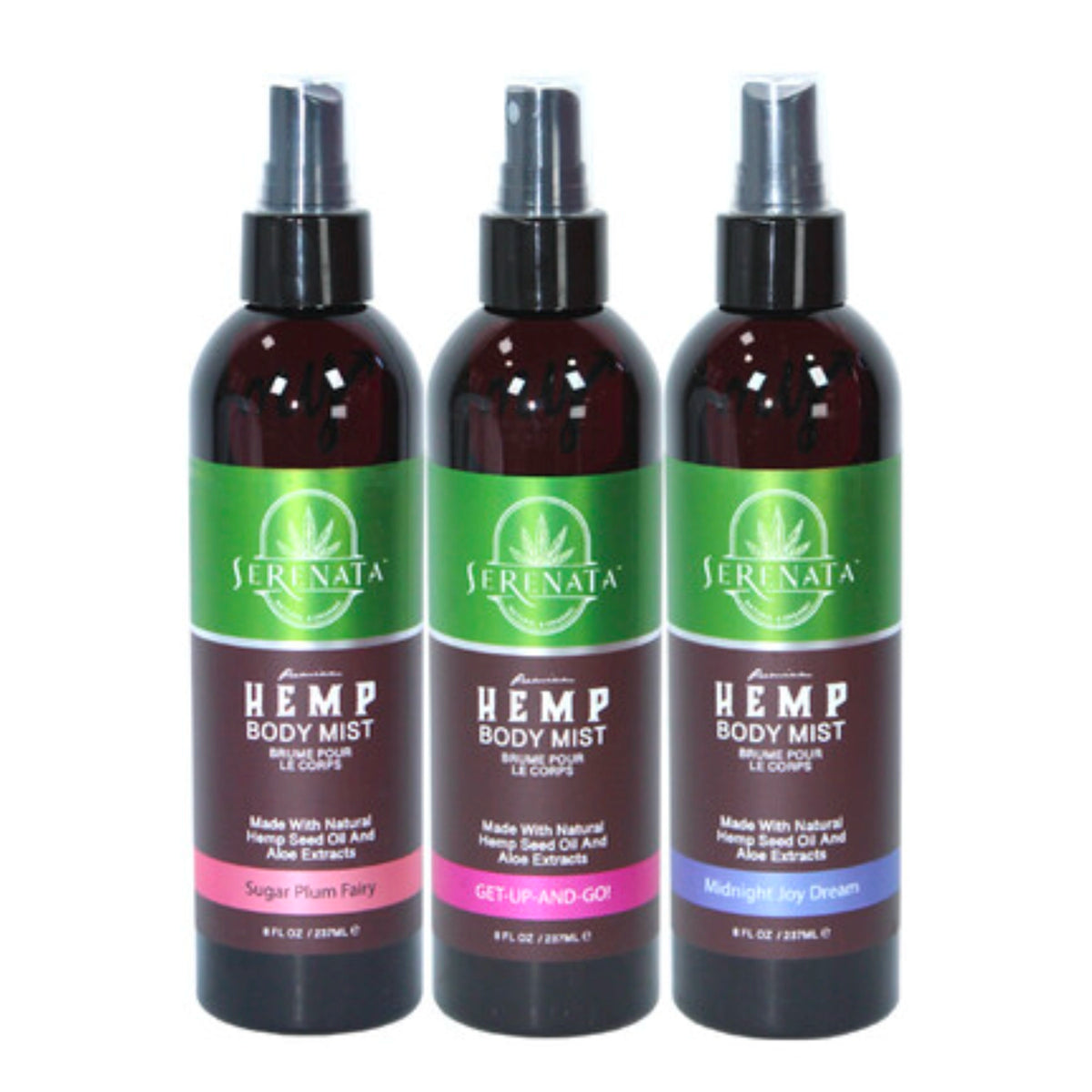 Serenata Premium Hemp Body Mist Spray with Natural Hemp Seed Oil & Aloe Extracts – 8 fl oz / 237ml Fine Fragrance Spray
