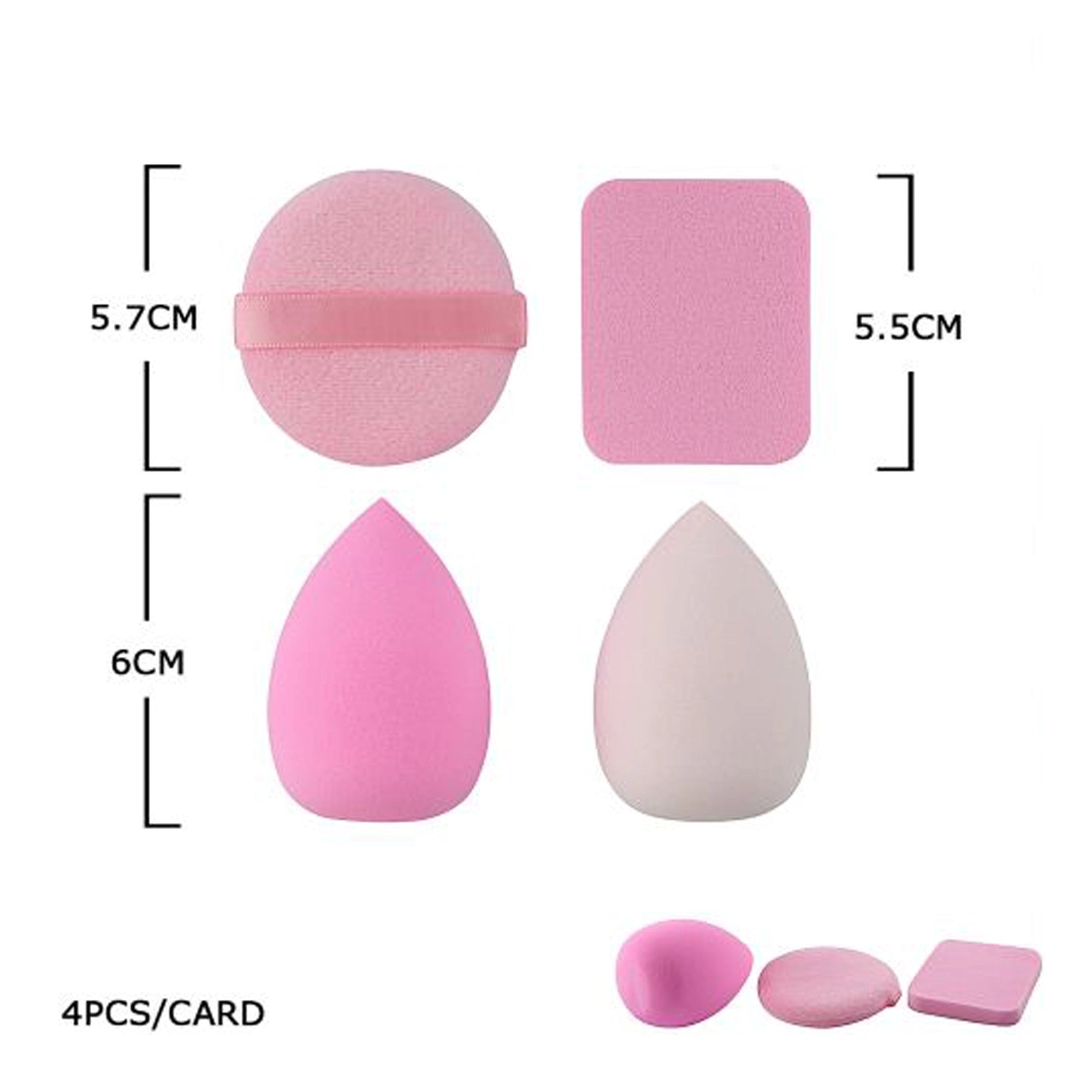 4-Piece Professional Makeup Sponge & Powder Puff Set – Multi-Shape Beauty Blender Kit (BFB-1071)