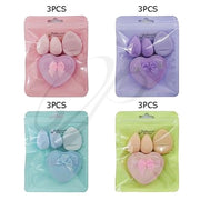 Heart-Shaped Powder Puff & 3-Piece Precision Makeup Sponge Kit – Professional Beauty Tool Set for Seamless Blending (BFB-1084)