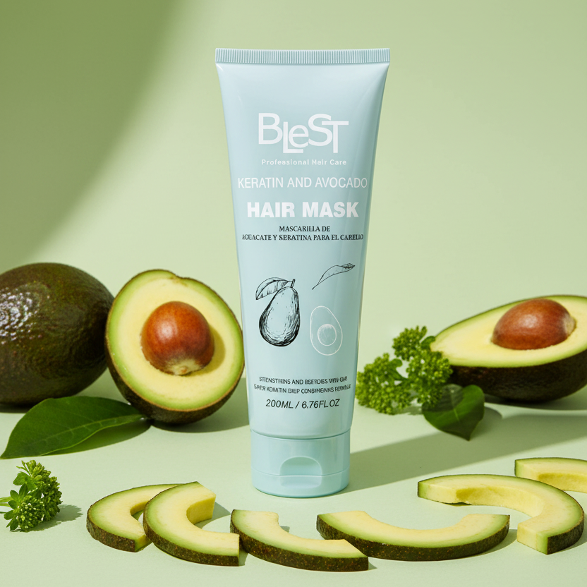 Blest Professional Keratin & Avocado Hair Mask – Deep Conditioning Treatment for Damaged Hair (200ml / 6.76 fl oz)