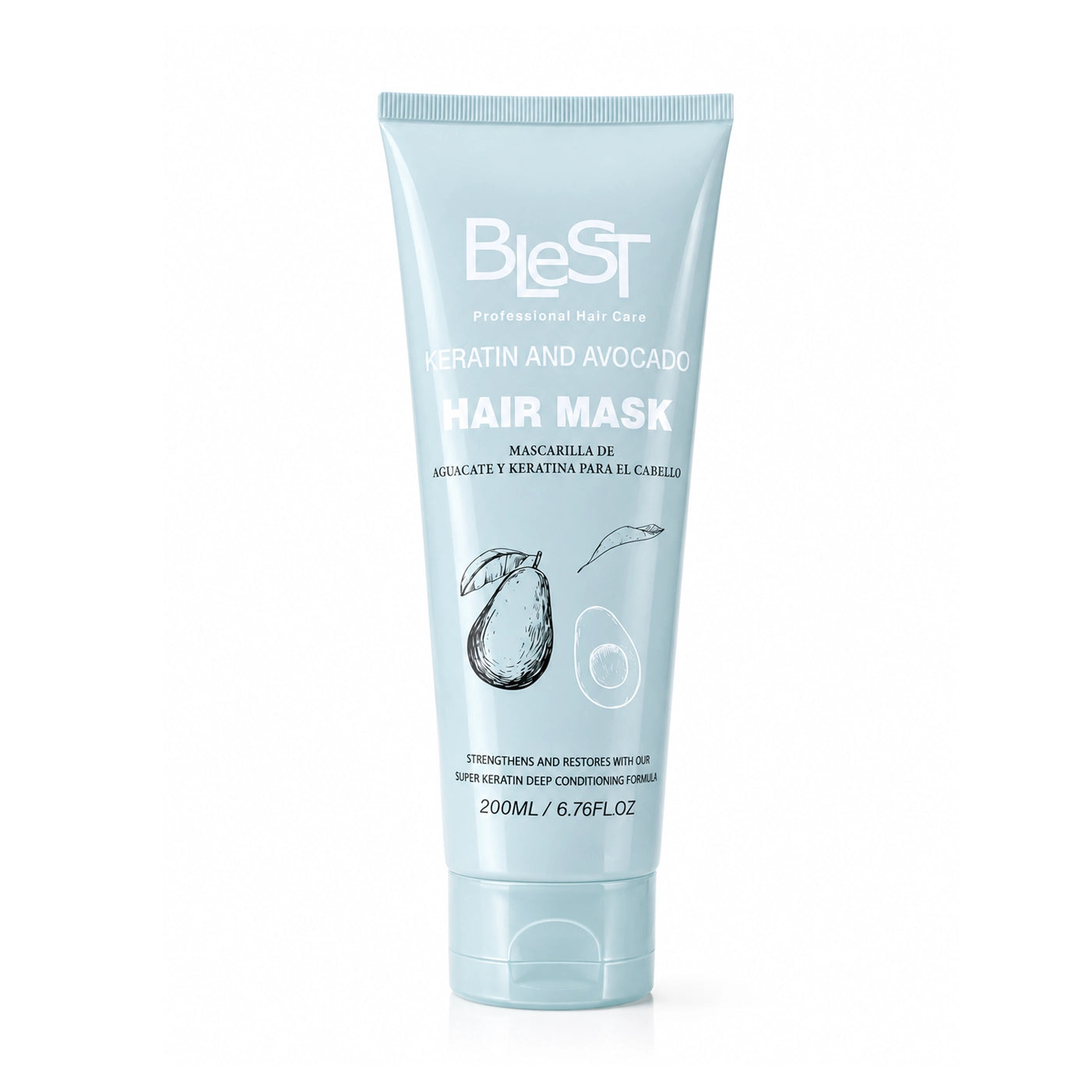 Blest Professional Keratin & Avocado Hair Mask – Deep Conditioning Treatment for Damaged Hair (200ml / 6.76 fl oz)