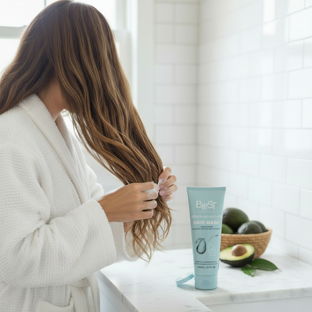 Blest Professional Keratin & Avocado Hair Mask – Deep Conditioning Treatment for Damaged Hair (200ml / 6.76 fl oz)