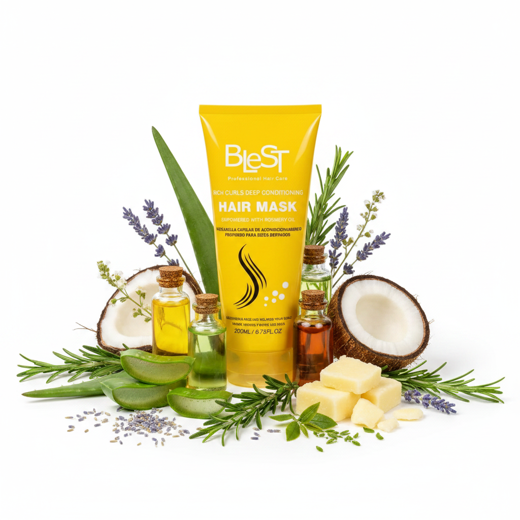 Blest Professional Hair Care Rich Curls Deep Conditioning Hair Mask with Rosemary Oil (200ml / 6.76 fl oz)