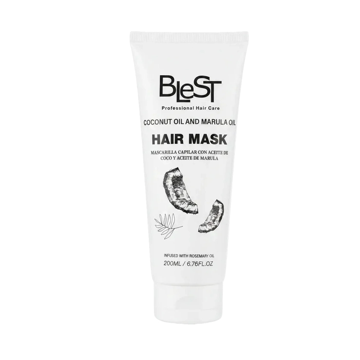 Blest Professional Hair Mask with Coconut, Marula & Rosemary Oil – Deep Conditioning Hydration (200ml / 6.76 fl oz)