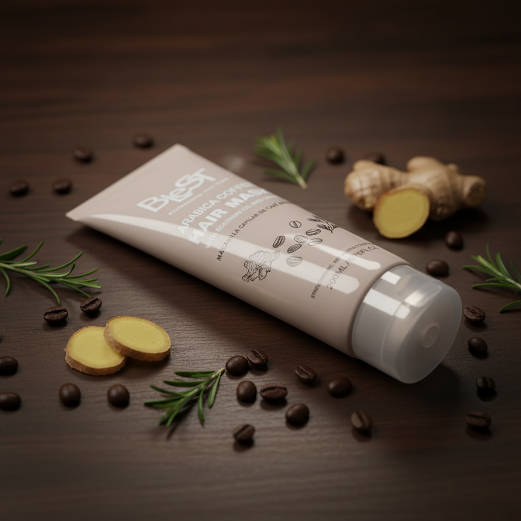 Blest Professional Hair Care Arabica Coffee Hair Mask with Rosemary Oil & Ginger – Strengthening & Revitalizing Deep Conditioner (200ml / 6.76 fl oz)