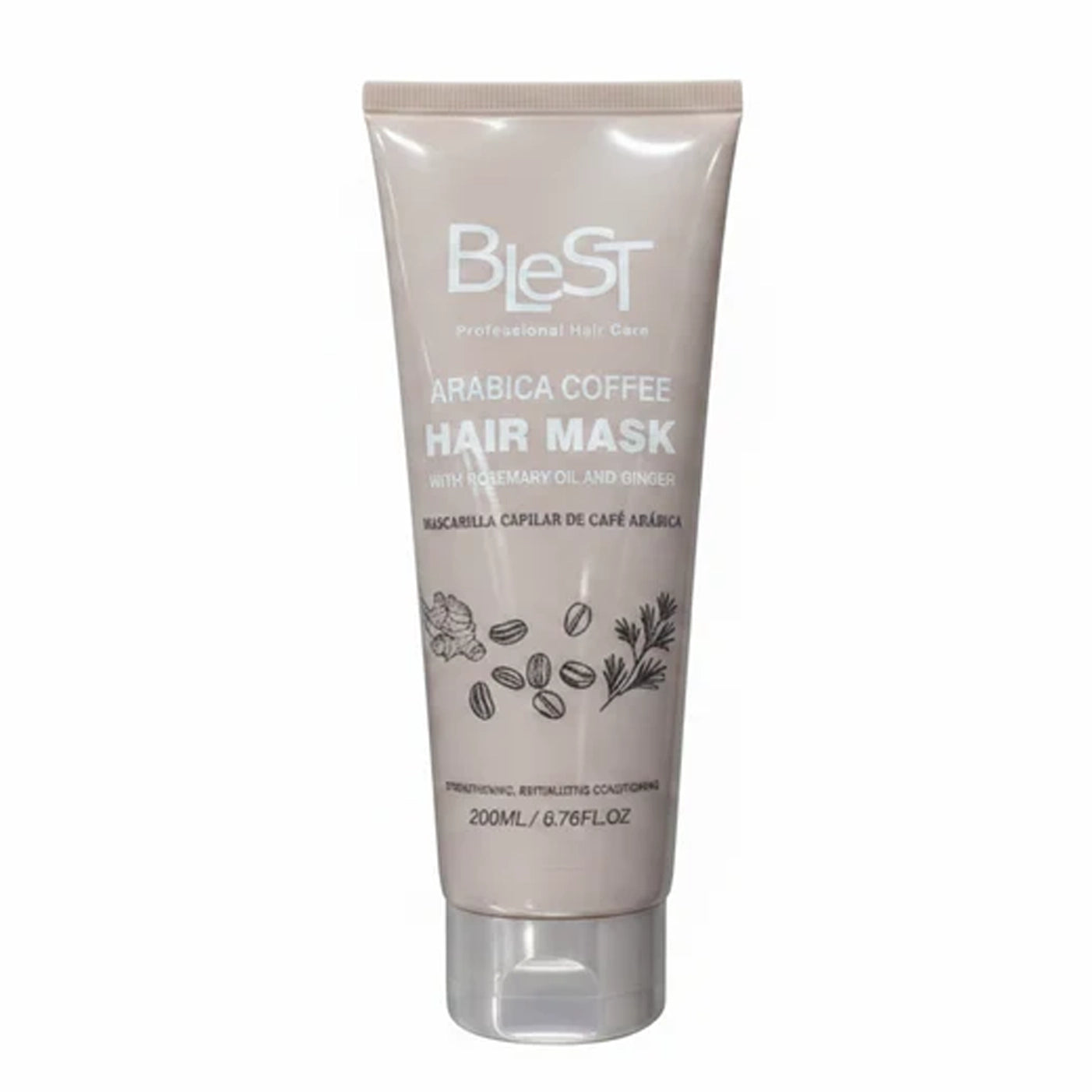 Blest Professional Hair Care Arabica Coffee Hair Mask with Rosemary Oil & Ginger – Strengthening & Revitalizing Deep Conditioner (200ml / 6.76 fl oz)