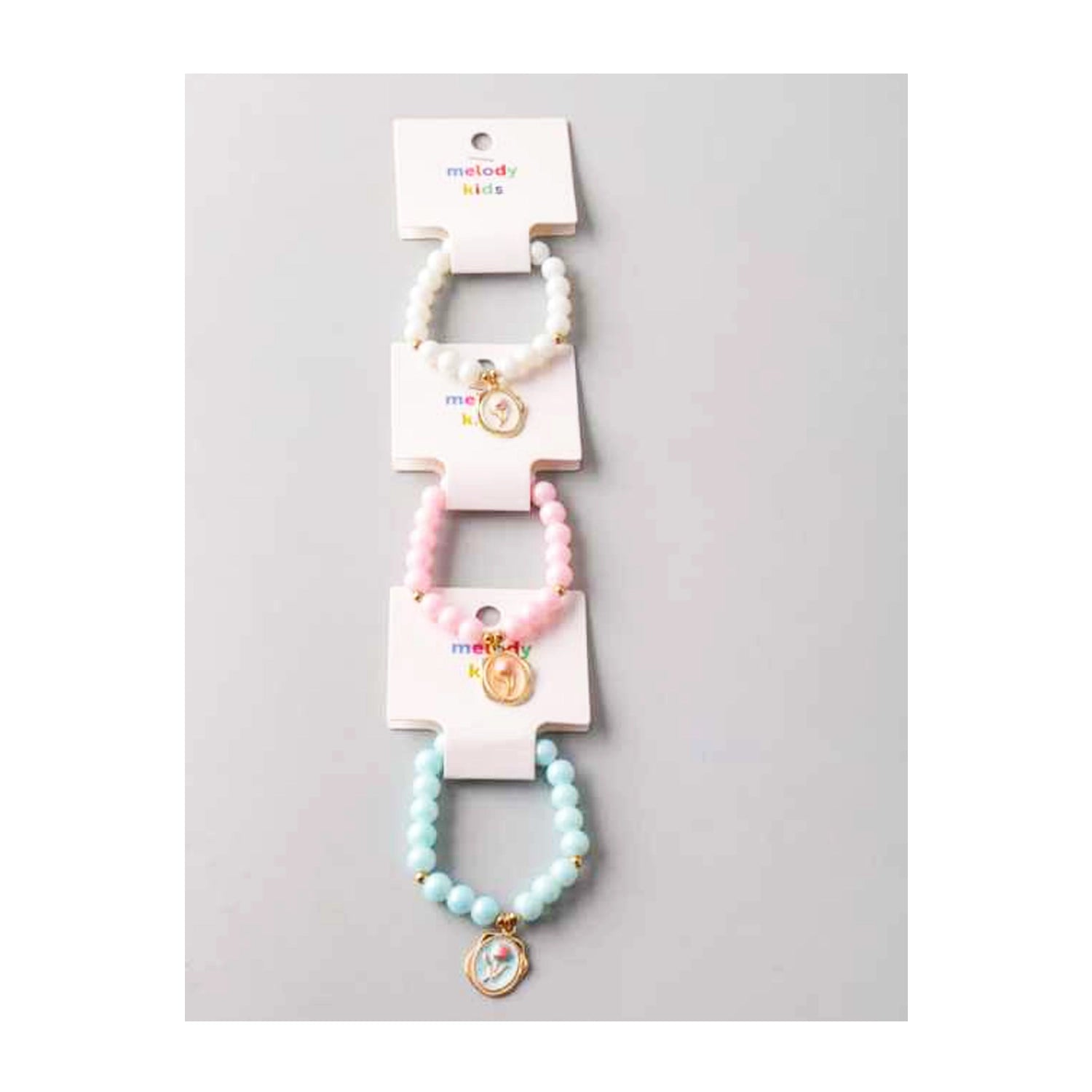 Rose Wax Stamp Pearl Bracelet - Charming Floral Beaded Jewelry for Kids  (BK6143)