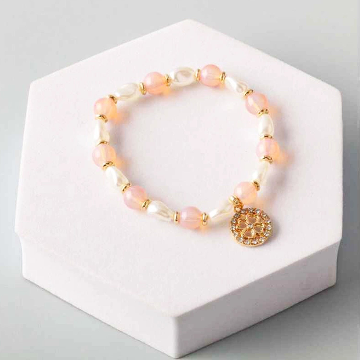 Elegant Clover Charm Pearl & Glass Bead Bracelet – Set of 4 Vibrant Styles (BL17903)