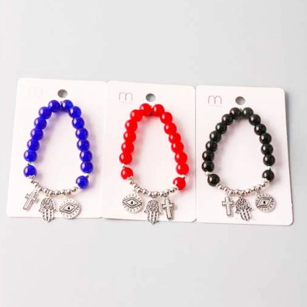 Spiritual Charms Beaded Bracelet - Protection & Faith Jewelry (3 Colors) (BL18145)