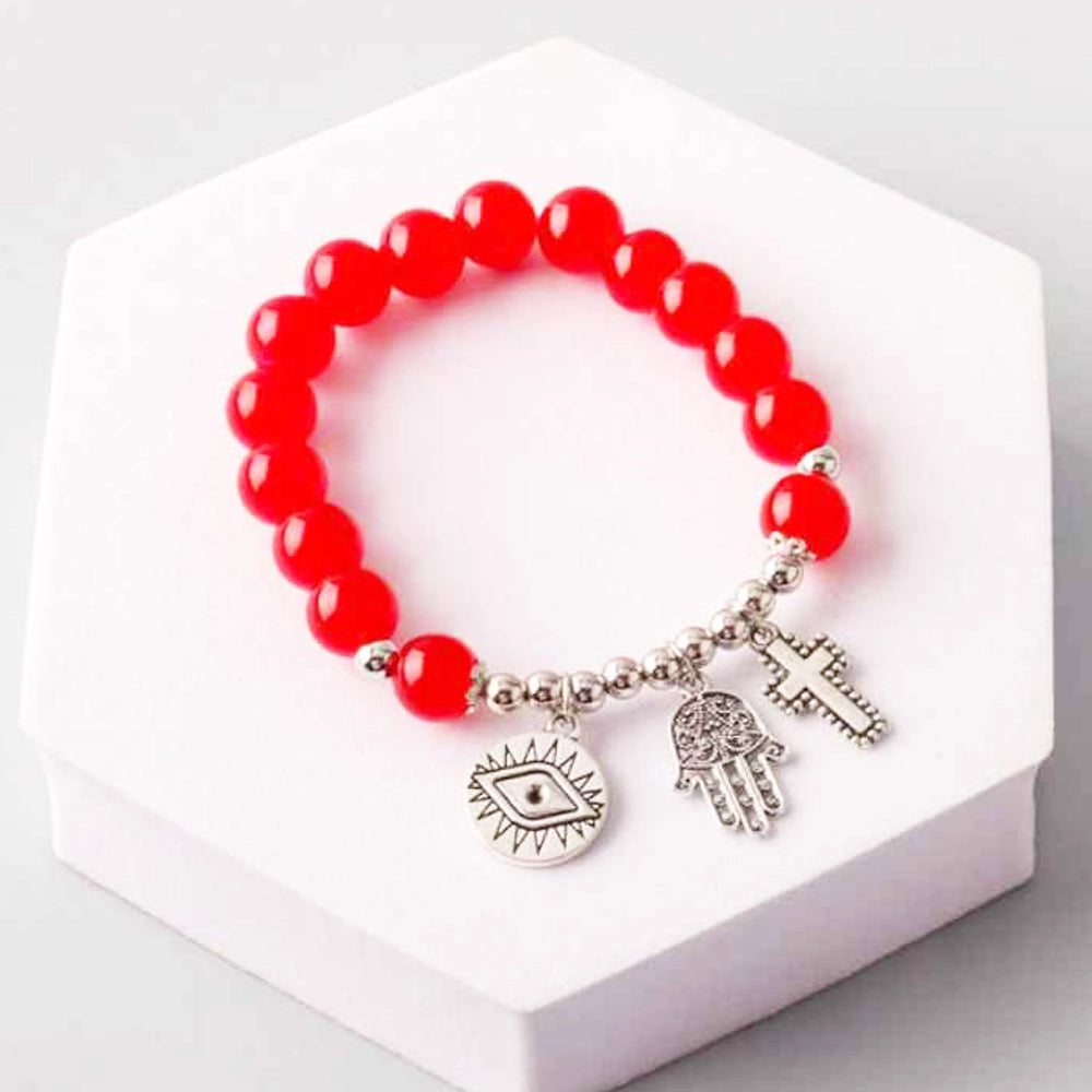 Spiritual Charms Beaded Bracelet - Protection & Faith Jewelry (3 Colors) (BL18145)