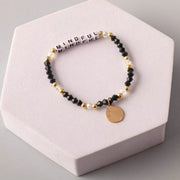 Mindful Coin Crystal Beaded Bracelet - Inspiring "Breathe" Jewelry (BL18203)