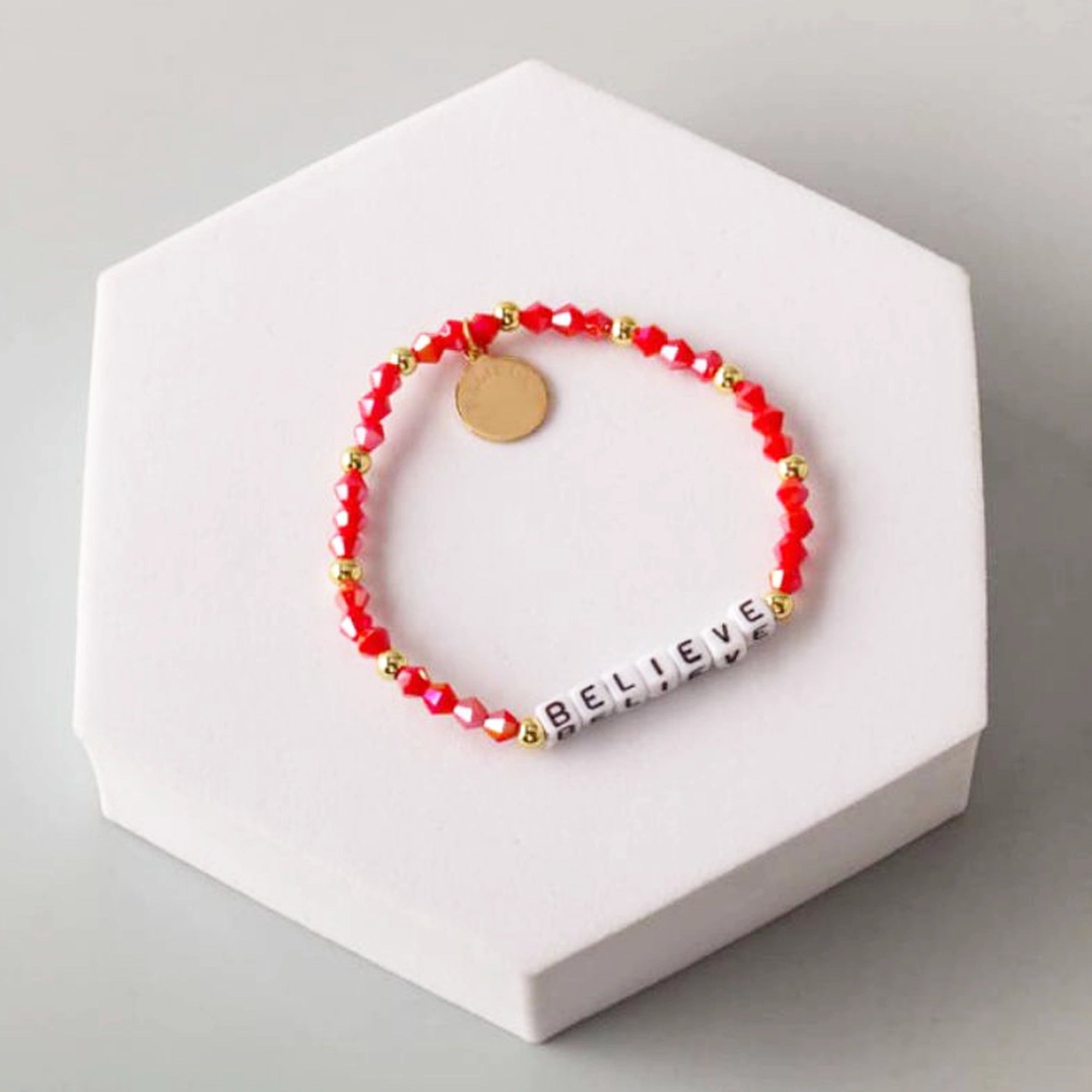 Believe Inspirational Crystal Beaded Word Bracelets - 4 Colors (BL18342)