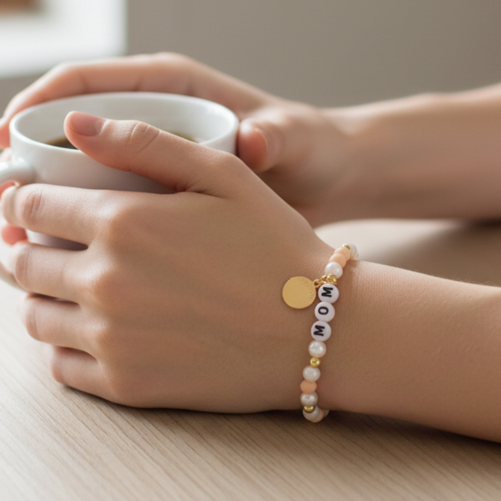 #1 Mom Crystal Beaded Bracelet - 4 Style Assortment (12pc) BL18346