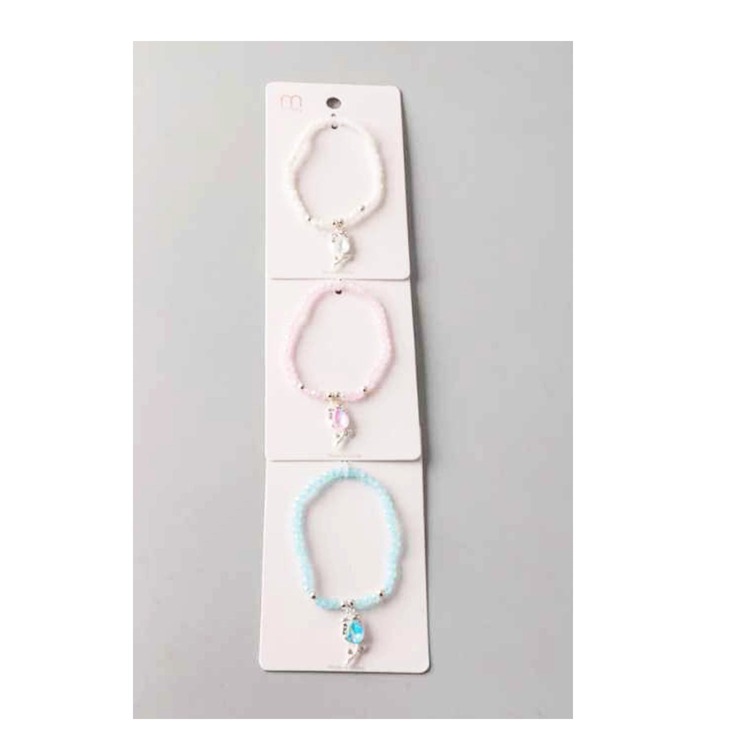 Elegant Crystal Beaded Charm Bracelet - Floral Teardrop Pendant (BL18385)