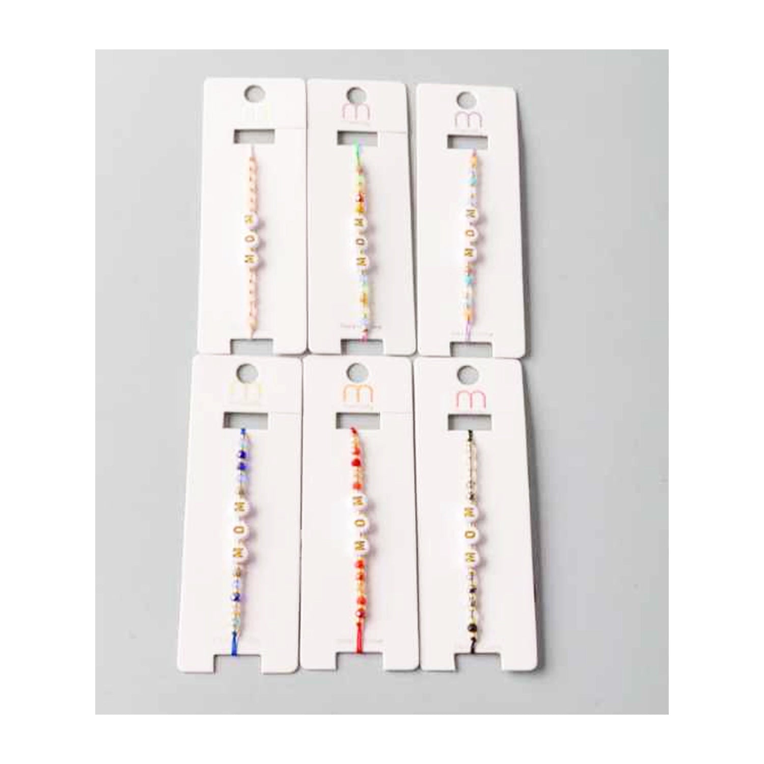 Handmade "MOM" Beaded Adjustable String Bracelet – Mother’s Day Gift Set (BL18418)