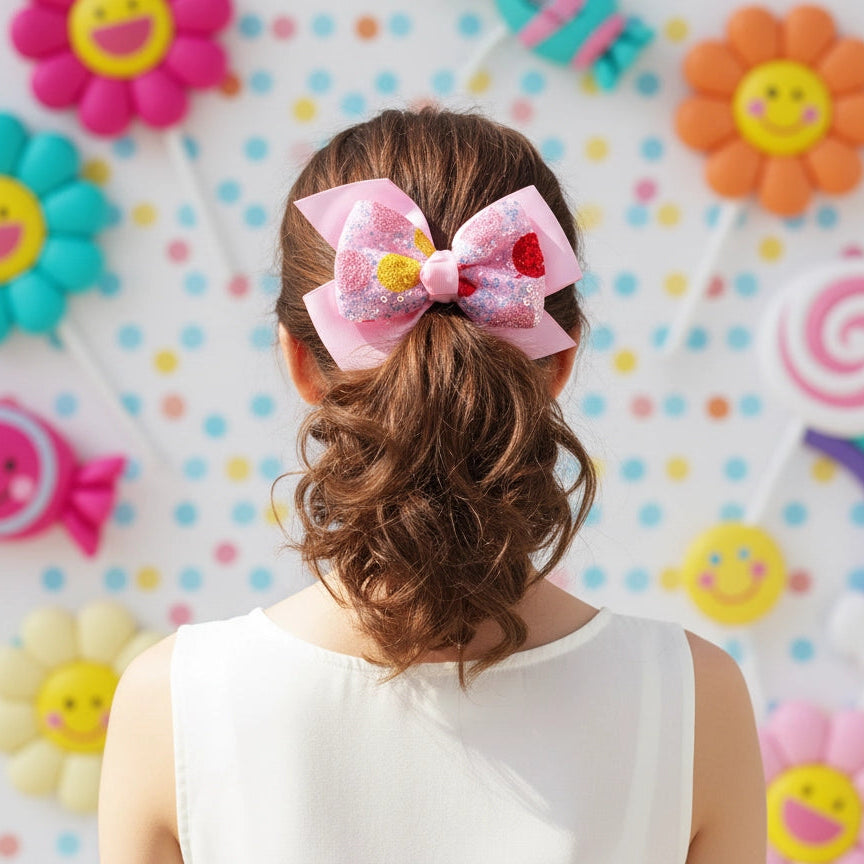 Sweet Strawberry Sequin Bow Hair Clip