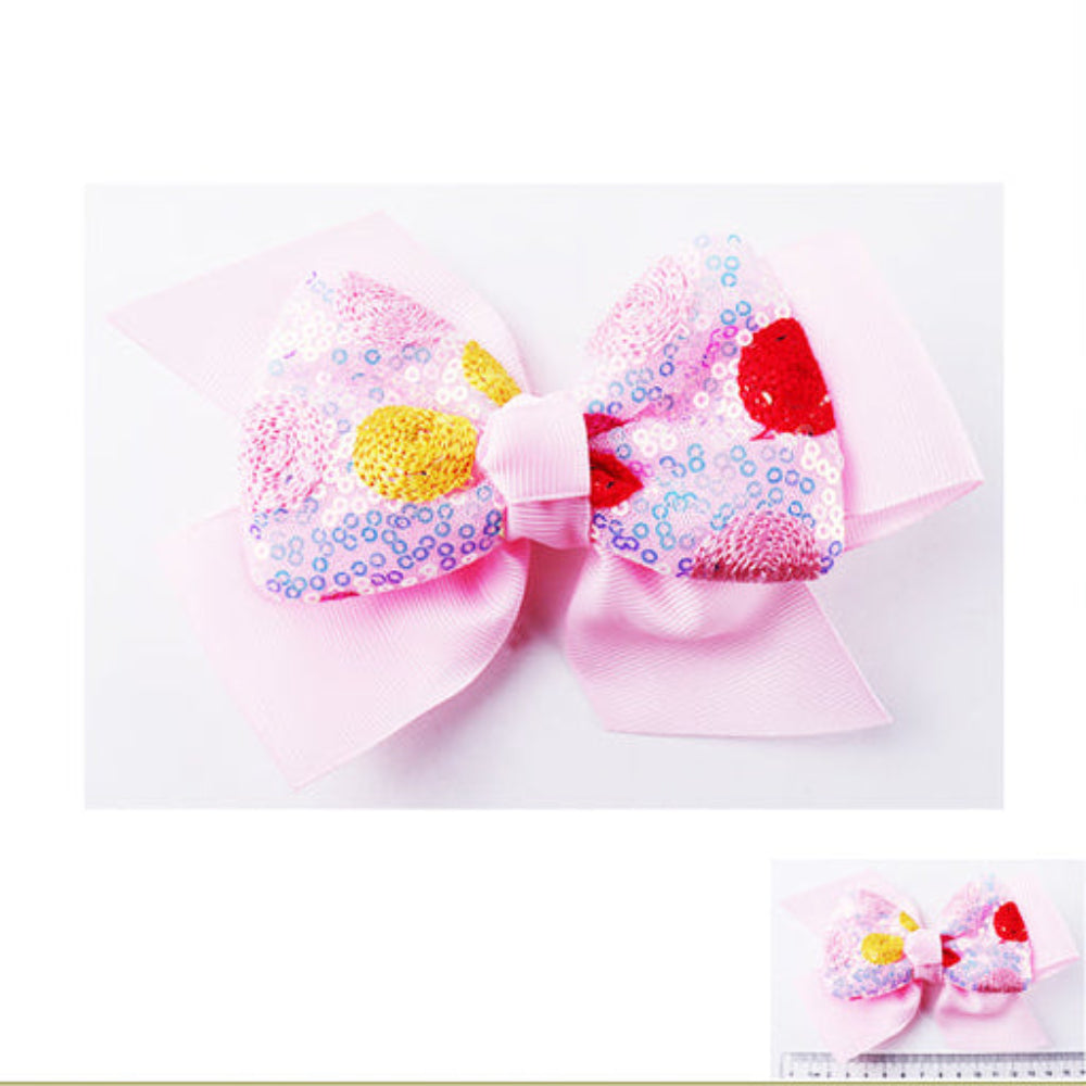 Sweet Strawberry Sequin Bow Hair Clip