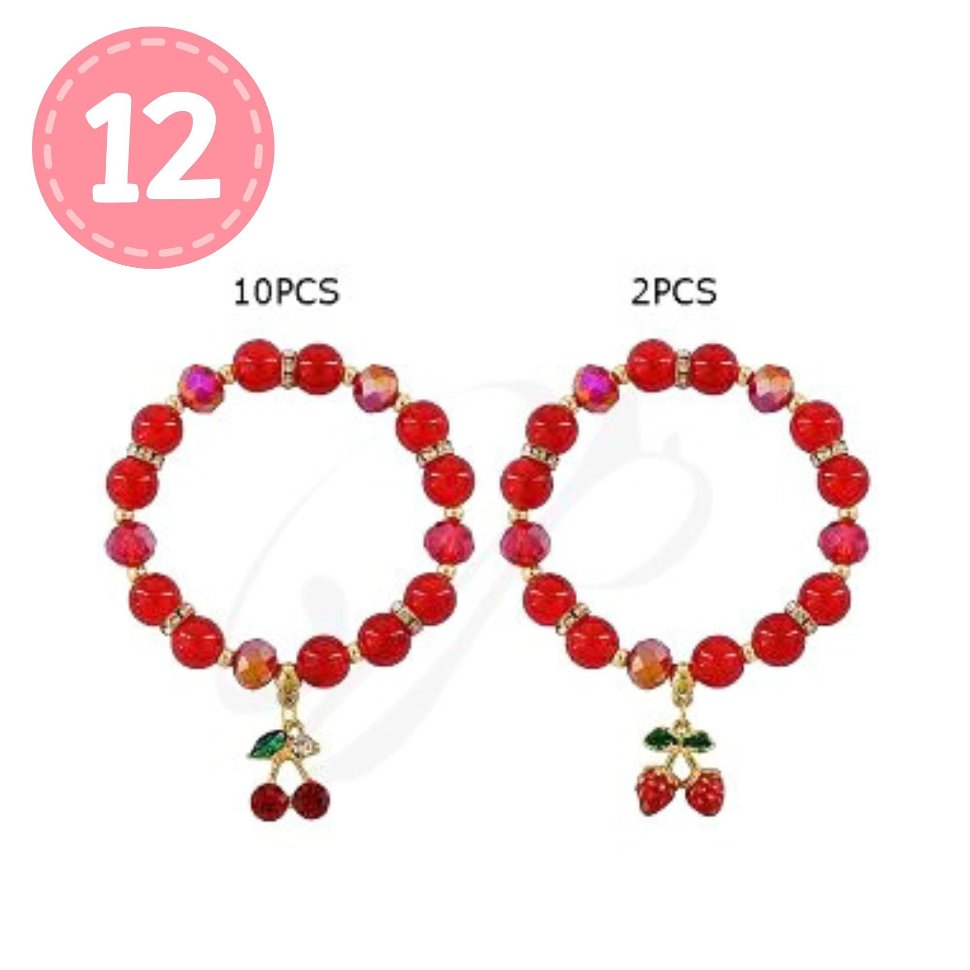 Red Cherry Charm Beaded Bracelet