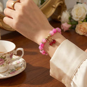 Vibrant Cherry Charm Crystal Beaded Bracelet (BRC-43704)