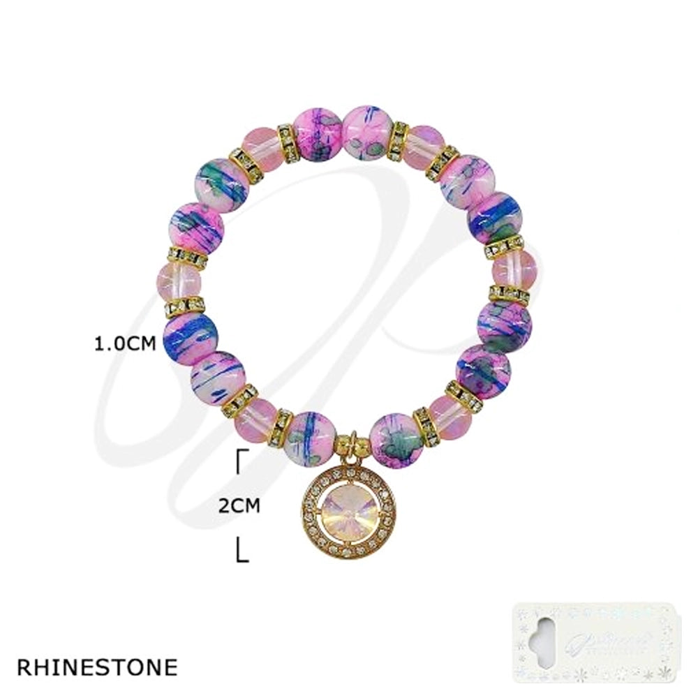 Elegant Heart Charm Gold-Tone Chain Bracelet (BRC-43734K)