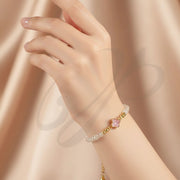 Adjustable Crystal Clover Slider Bracelet – Gold Tone Beaded Quatrefoil Jewelry (BRC-43735K)