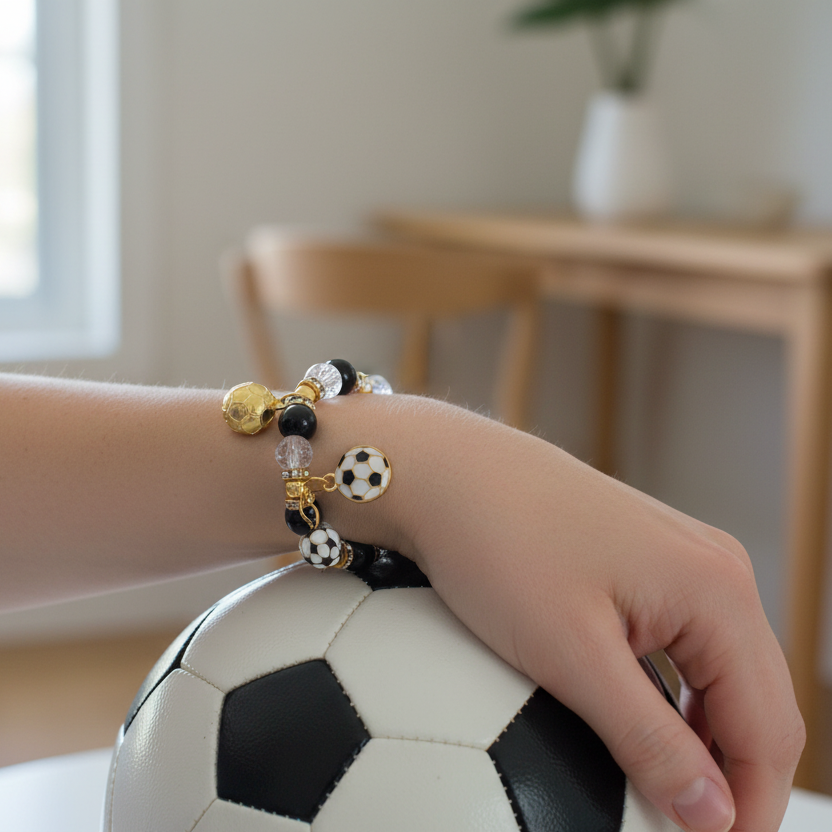 Elevate Your Game Day Style: Soccer Fan Charm Bracelet (BRC-43758M)