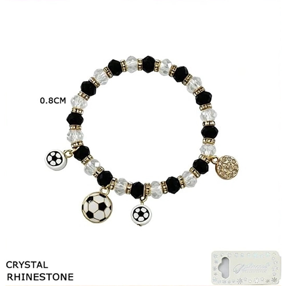 Soccer Charm Bracelet with Crystal Rhinestones (BRC-43759M)