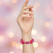 Chunky Beaded Elastic Bracelet – Vibrant Colorful Statement Wristband with Large Irregular Acrylic Beads (BRC-43761S)