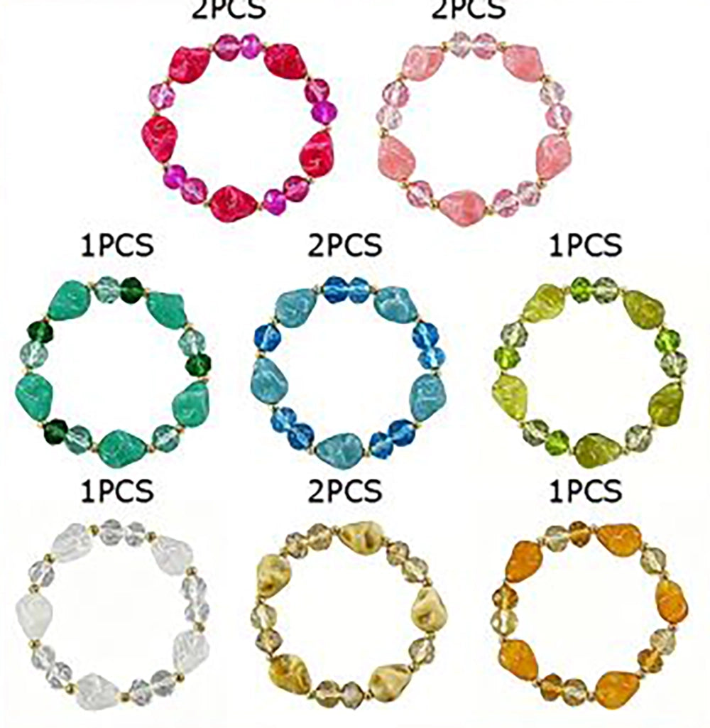 Chunky Beaded Elastic Bracelet – Vibrant Colorful Statement Wristband with Large Irregular Acrylic Beads (BRC-43761S)
