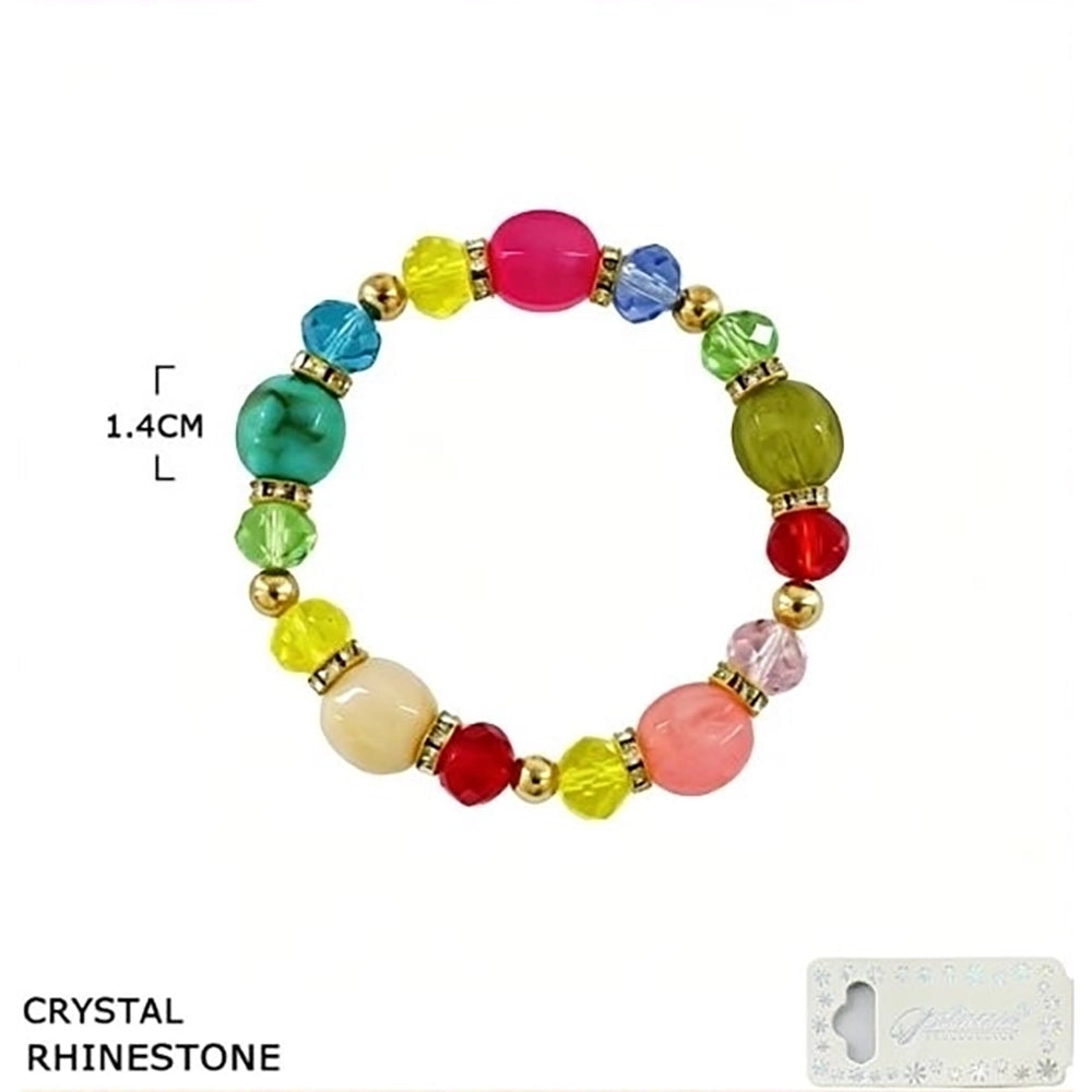 Vibrant Multi-Color Crystal & Rhinestone Beaded Stretch Bracelet (BRC-43762S)