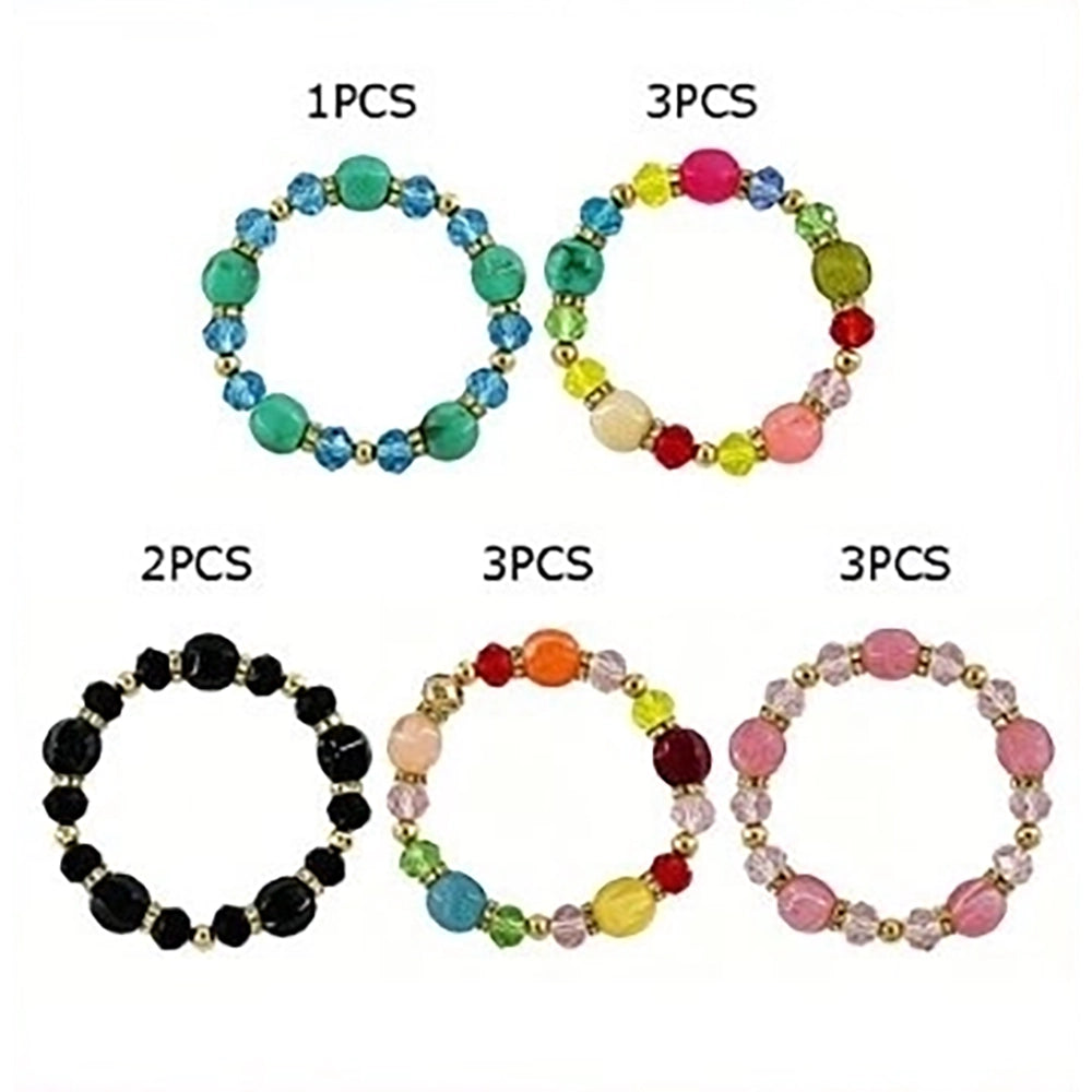 Vibrant Multi-Color Crystal & Rhinestone Beaded Stretch Bracelet (BRC-43762S)